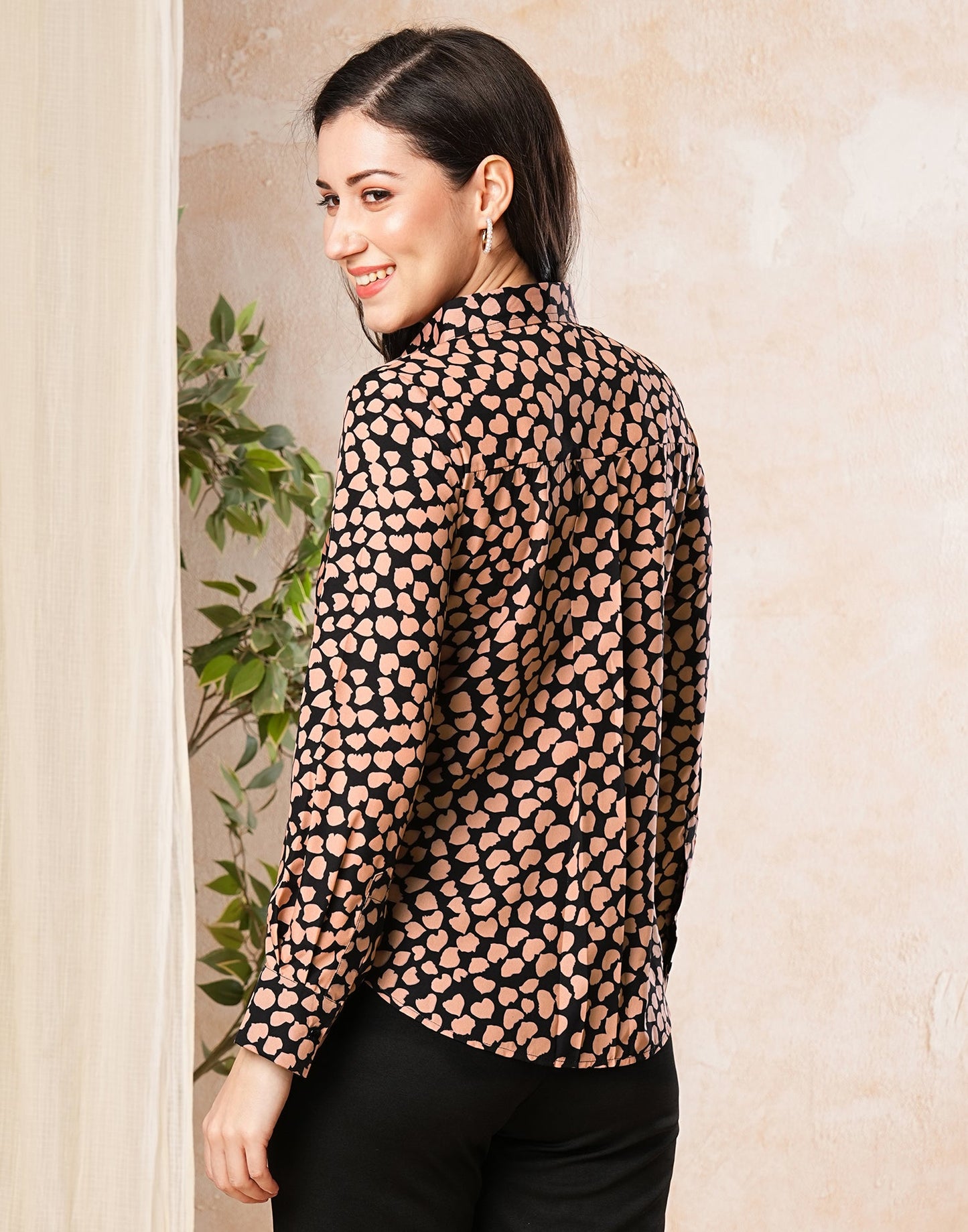 Black Polyester Printed Shirt