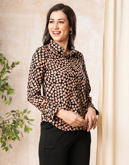 Black Polyester Printed Shirt