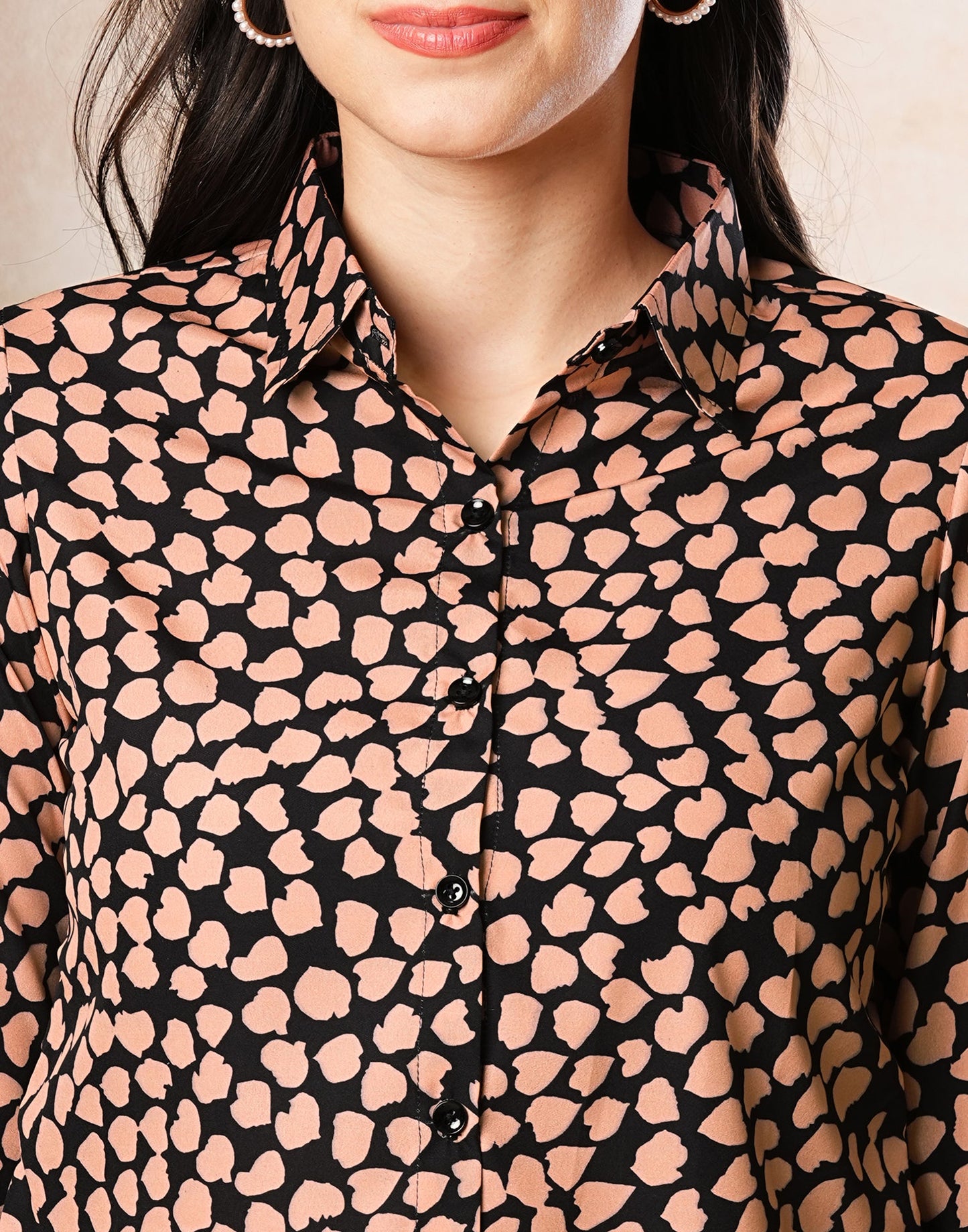 Black Polyester Printed Shirt