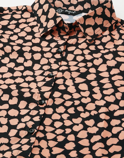 Black Polyester Printed Shirt