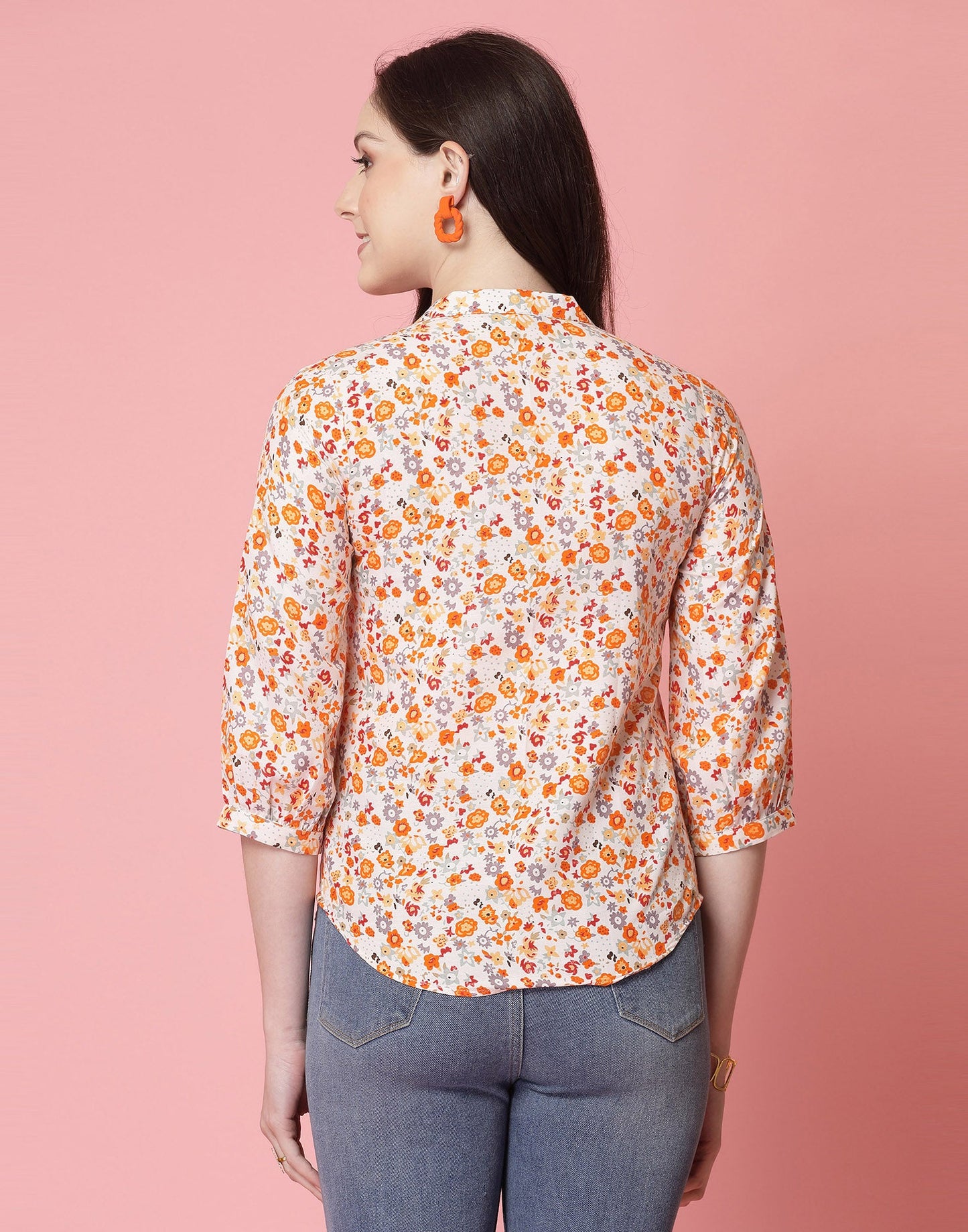 Beige Rayon Printed Shirt