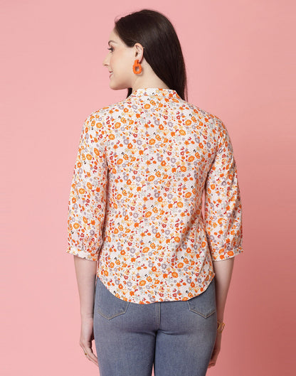 Beige Rayon Printed Shirt