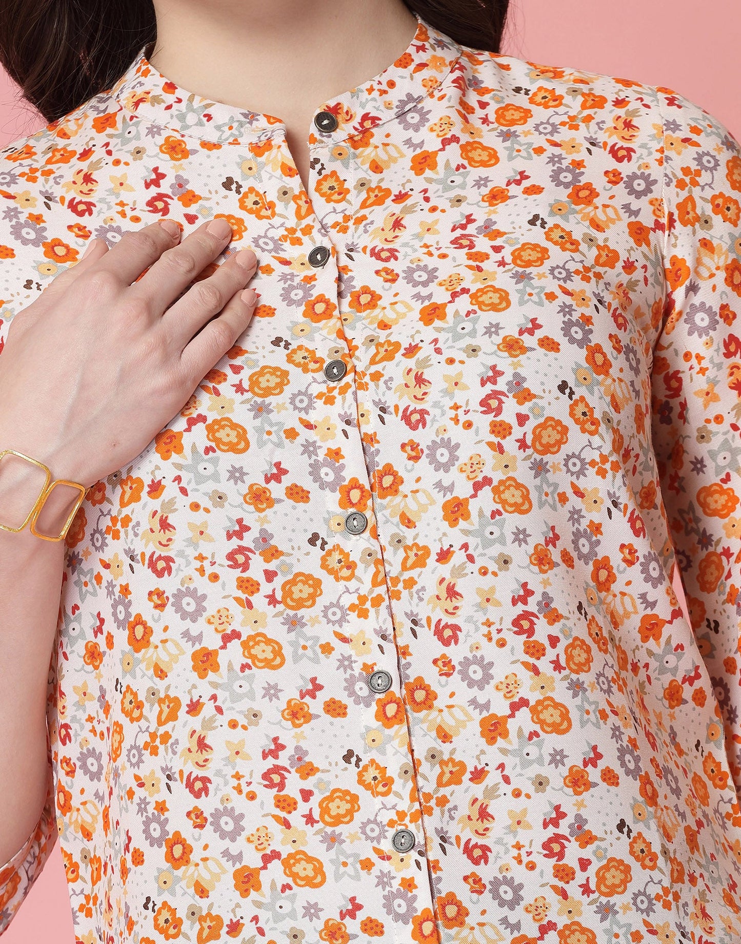 Beige Rayon Printed Shirt