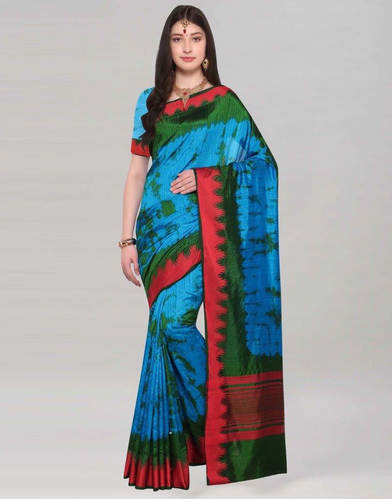 Blue Shibori Terylene Saree | Sudathi
