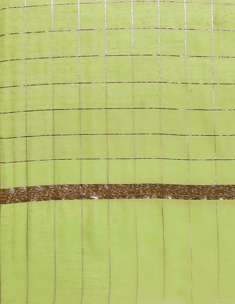 Refreshing Green Coloured Cotton Silk Zari Checks Dupatta | Sudathi