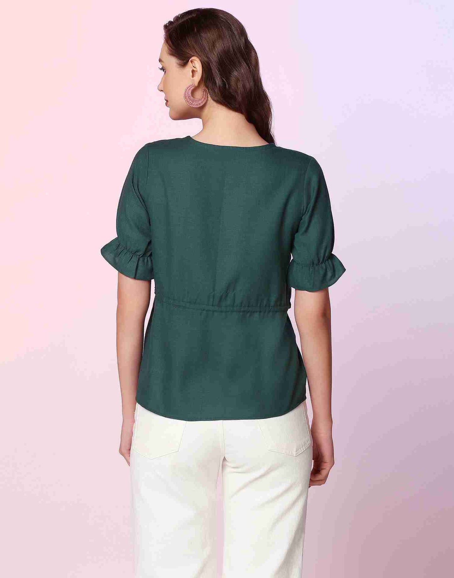 Green Cotton Plain Top