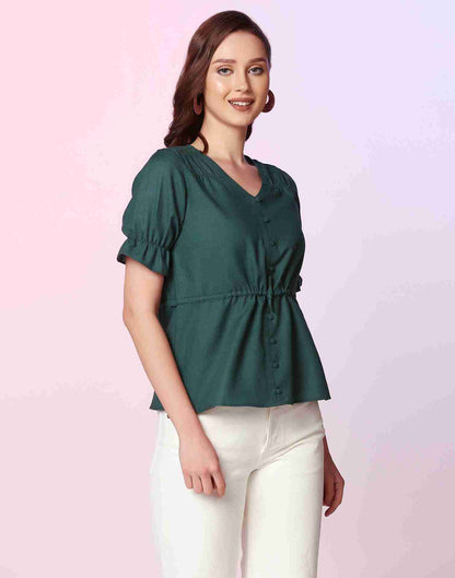 Green Cotton Plain Top