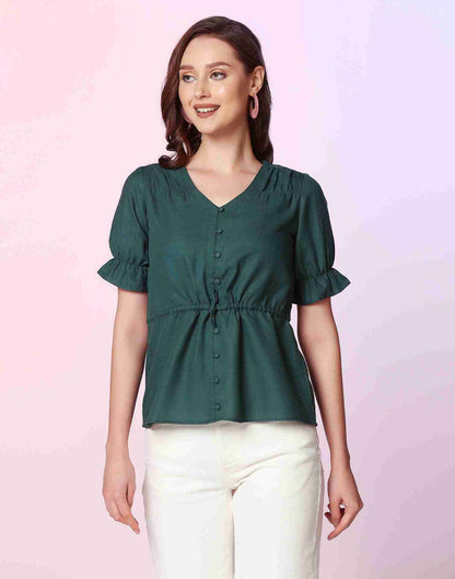 Green Cotton Plain Top