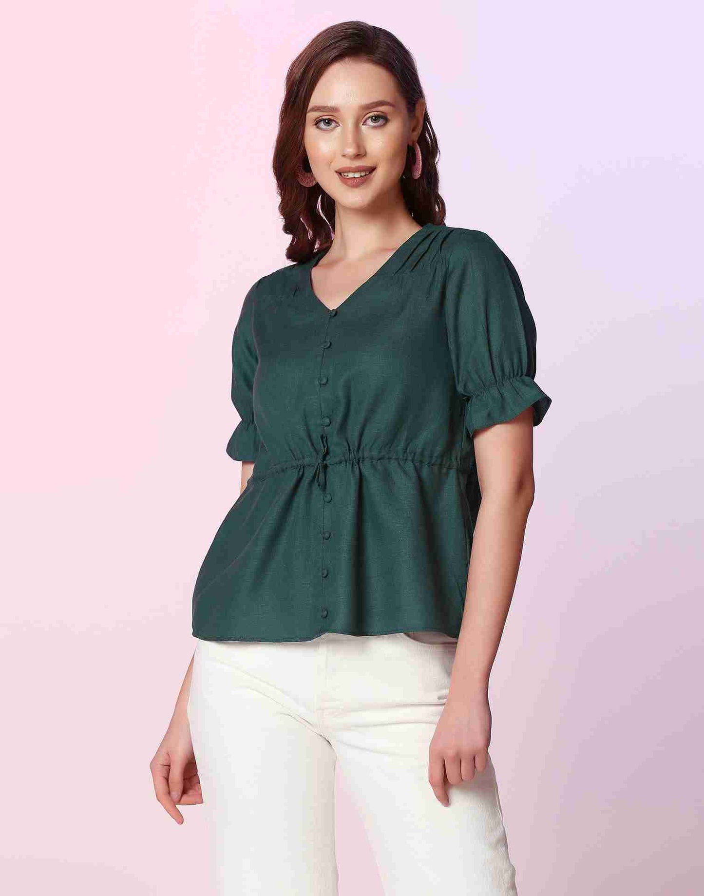 Green Cotton Plain Top