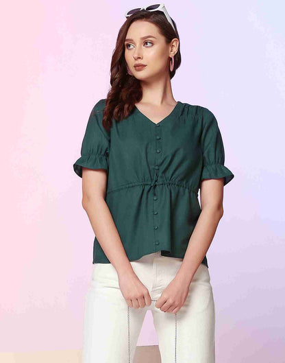 Green Cotton Plain Top
