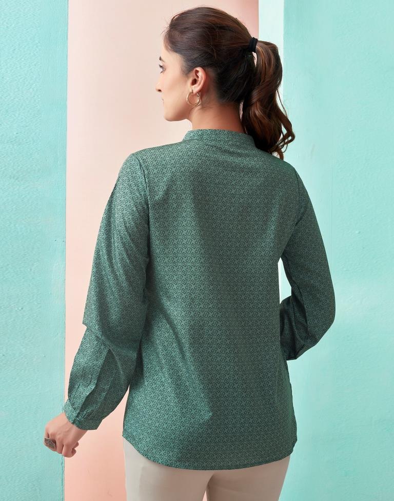 Pine Green Crepe Printed Top