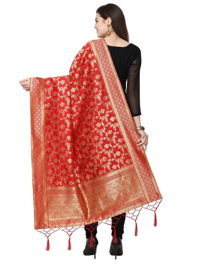 Dreamy Red Coloured Poly Silk Jacquard Banarasi Dupatta | Sudathi