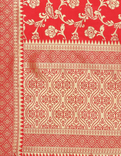 Dreamy Red Coloured Poly Silk Jacquard Banarasi Dupatta | Sudathi