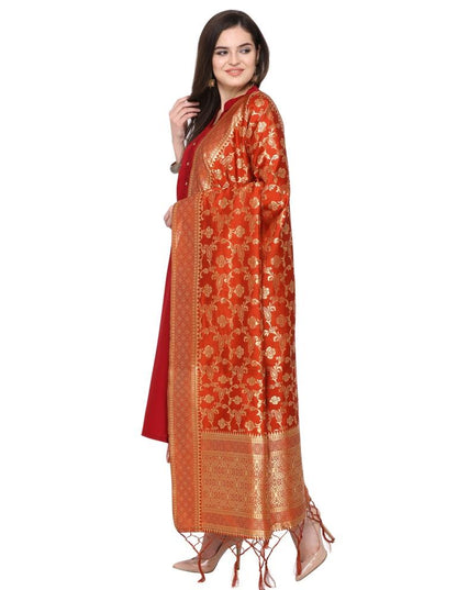 Classy Brown Coloured Poly Silk Jacquard Banarasi Dupatta | Sudathi