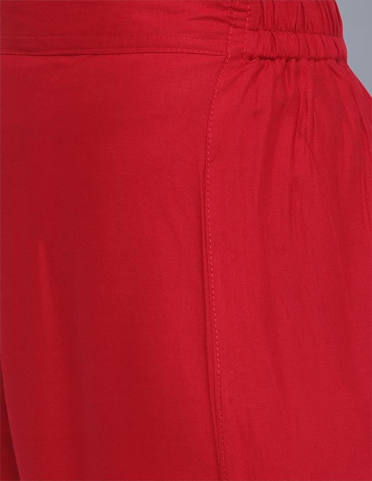 Sleek Red Coloured Gota Patti Rayon Palazzo | Sudathi