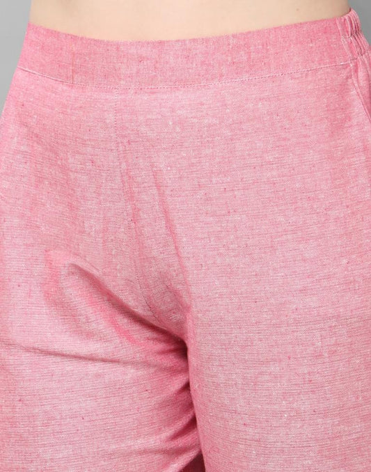 Pink Coloured Plain Cotton Plazzo | Sudathi