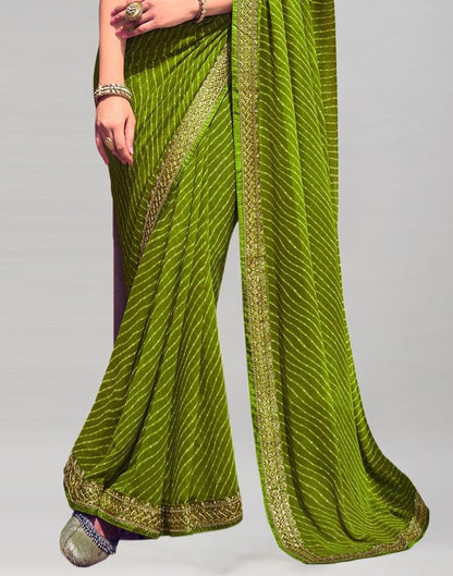 Ready to Wear Green Georgette Printed Saree
