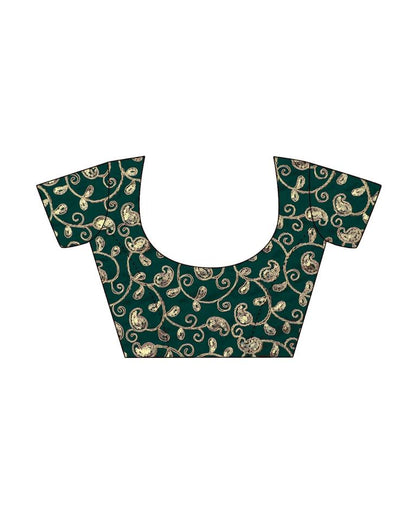 Ready to Wear Dark Green Georgette Printed Saree