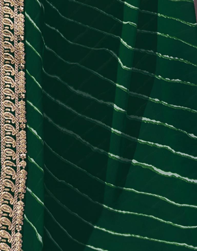 Ready to Wear Dark Green Georgette Printed Saree