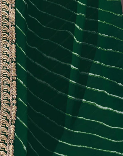 Ready to Wear Dark Green Georgette Printed Saree