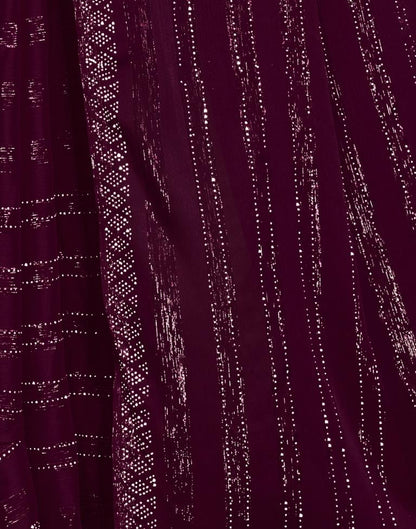 Ready to Wear Wine Chiffon Zari Saree