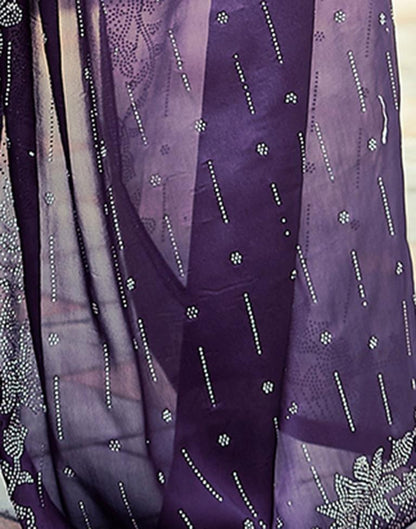 Ready to Wear Dark Purple Georgette Plain Saree