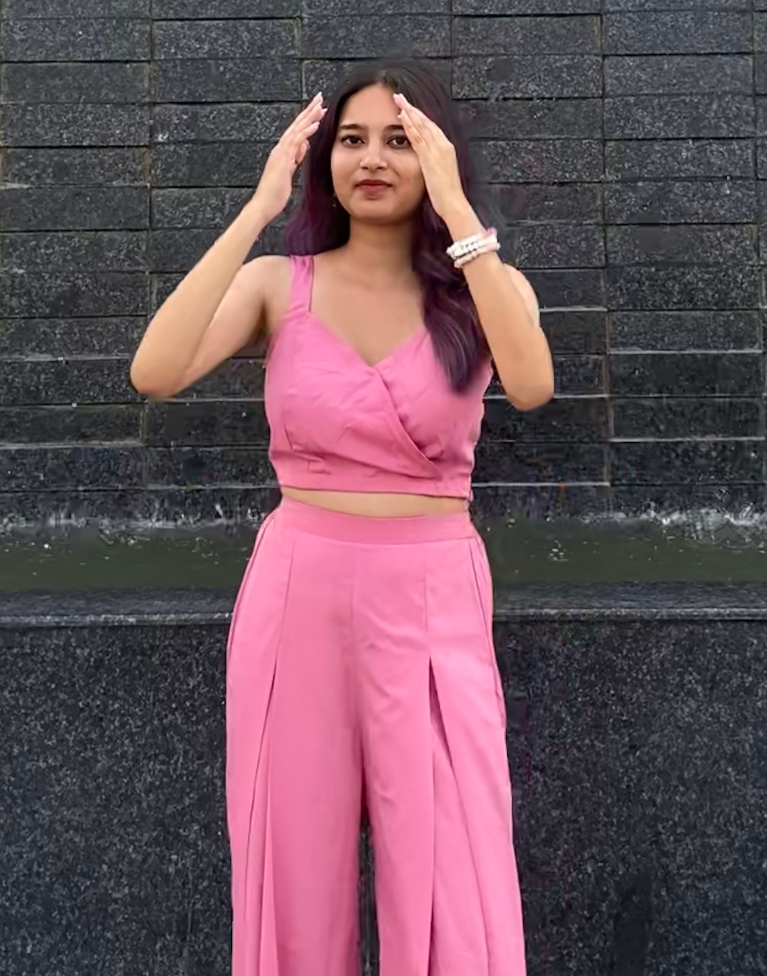 Pink Box-Pleated Co-ord Set | Leemboodi