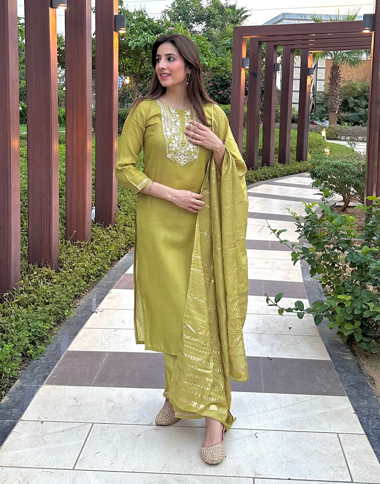 Mint Green Kurti With Pant And Dupatta | Leemboodi