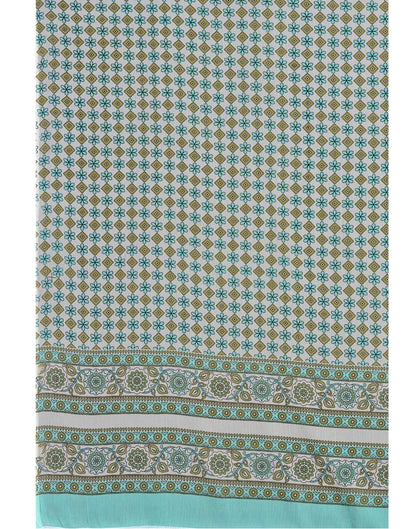 Aqua Blue Cotton Printed Kurti with Pant And Dupatta | Leemboodi