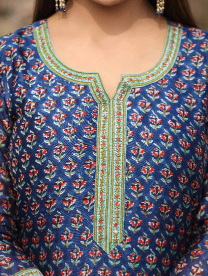 Blue Digital Printed Kurta With Pant And Dupatta