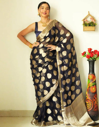 Black Banarasi Cotton Saree