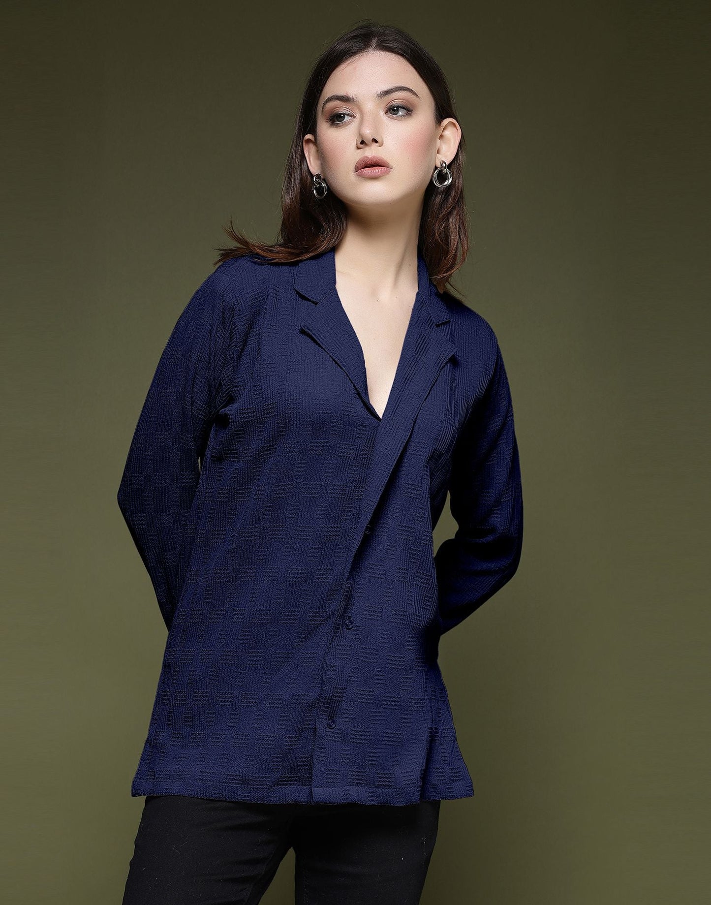 Blue Plain Lycra Shirt