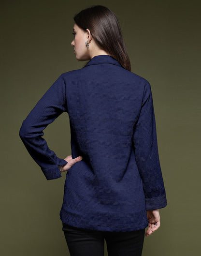 Blue Plain Lycra Shirt
