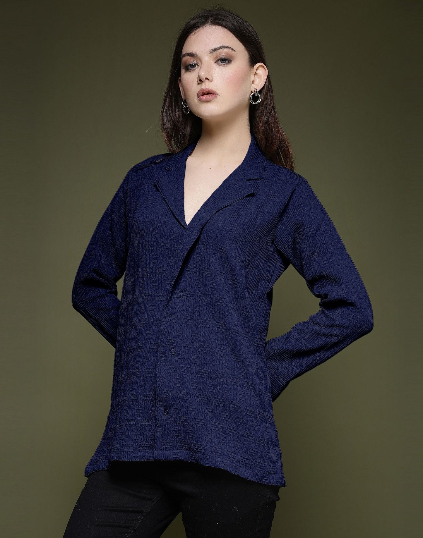 Blue Plain Lycra Shirt
