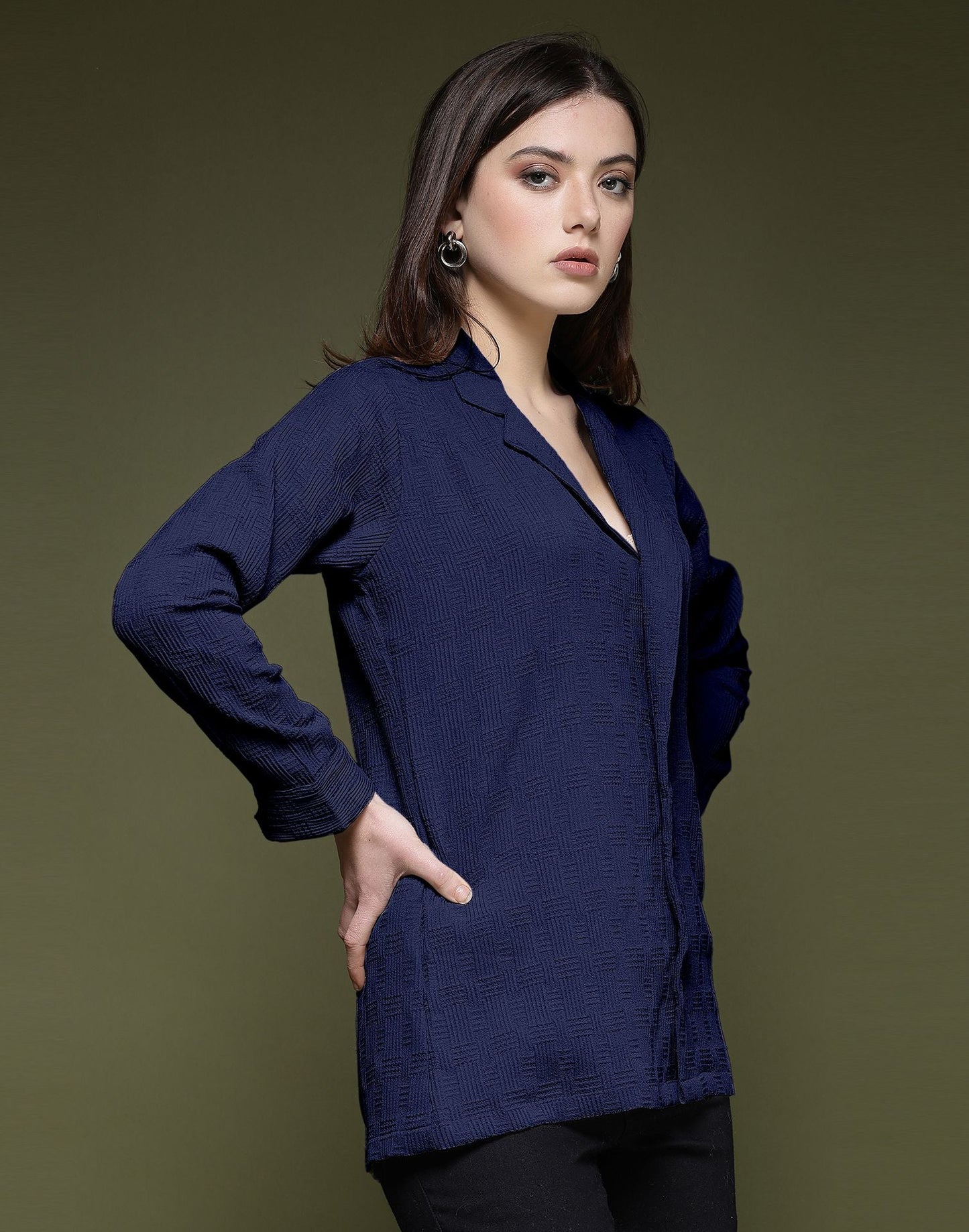 Blue Plain Lycra Shirt