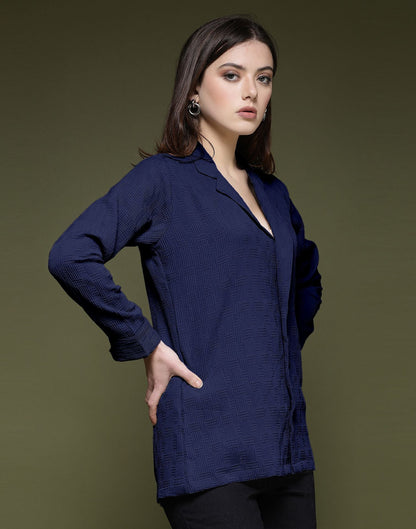 Blue Plain Lycra Shirt
