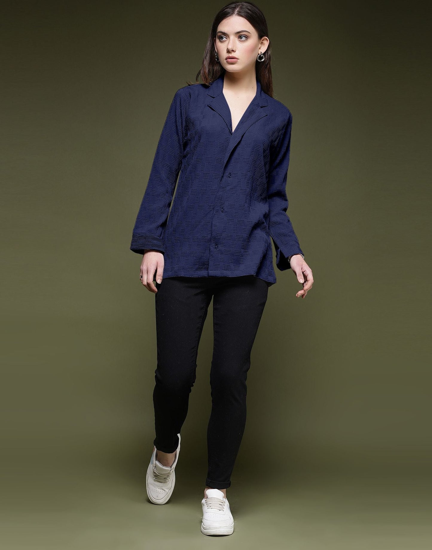 Blue Plain Lycra Shirt