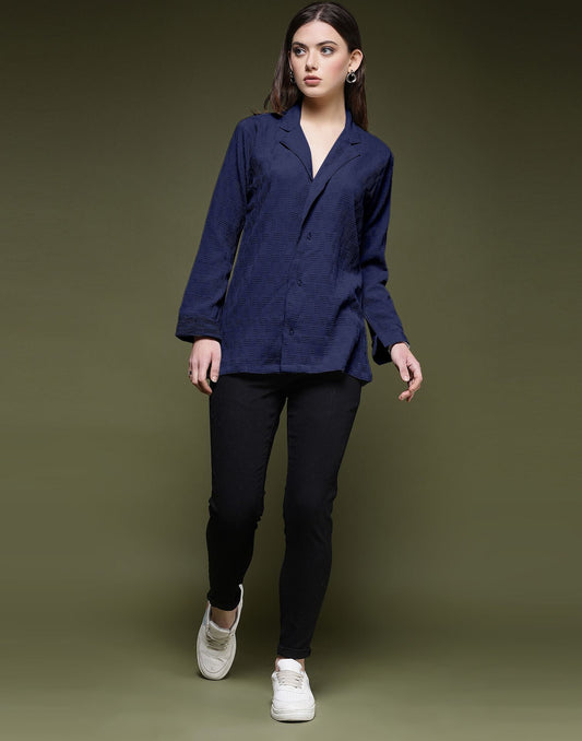 Blue Plain Lycra Shirt