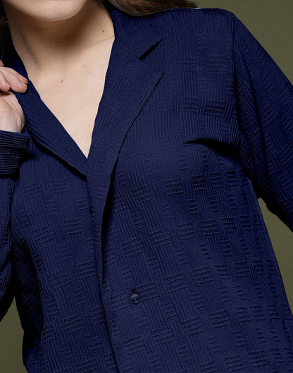 Blue Plain Lycra Shirt