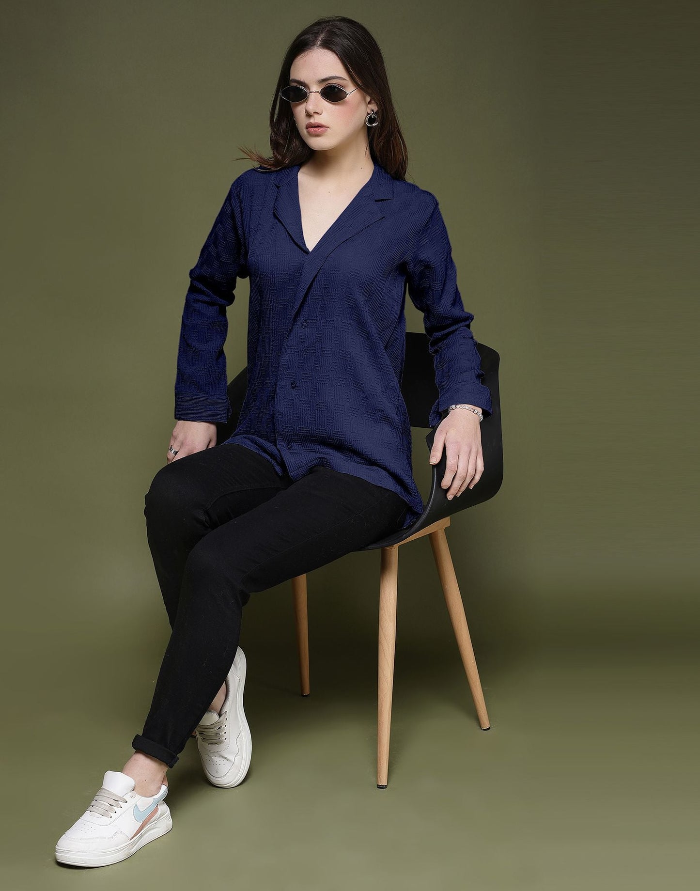 Blue Plain Lycra Shirt