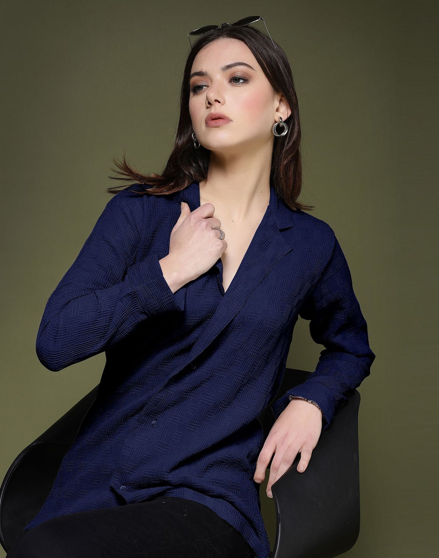Blue Plain Lycra Shirt