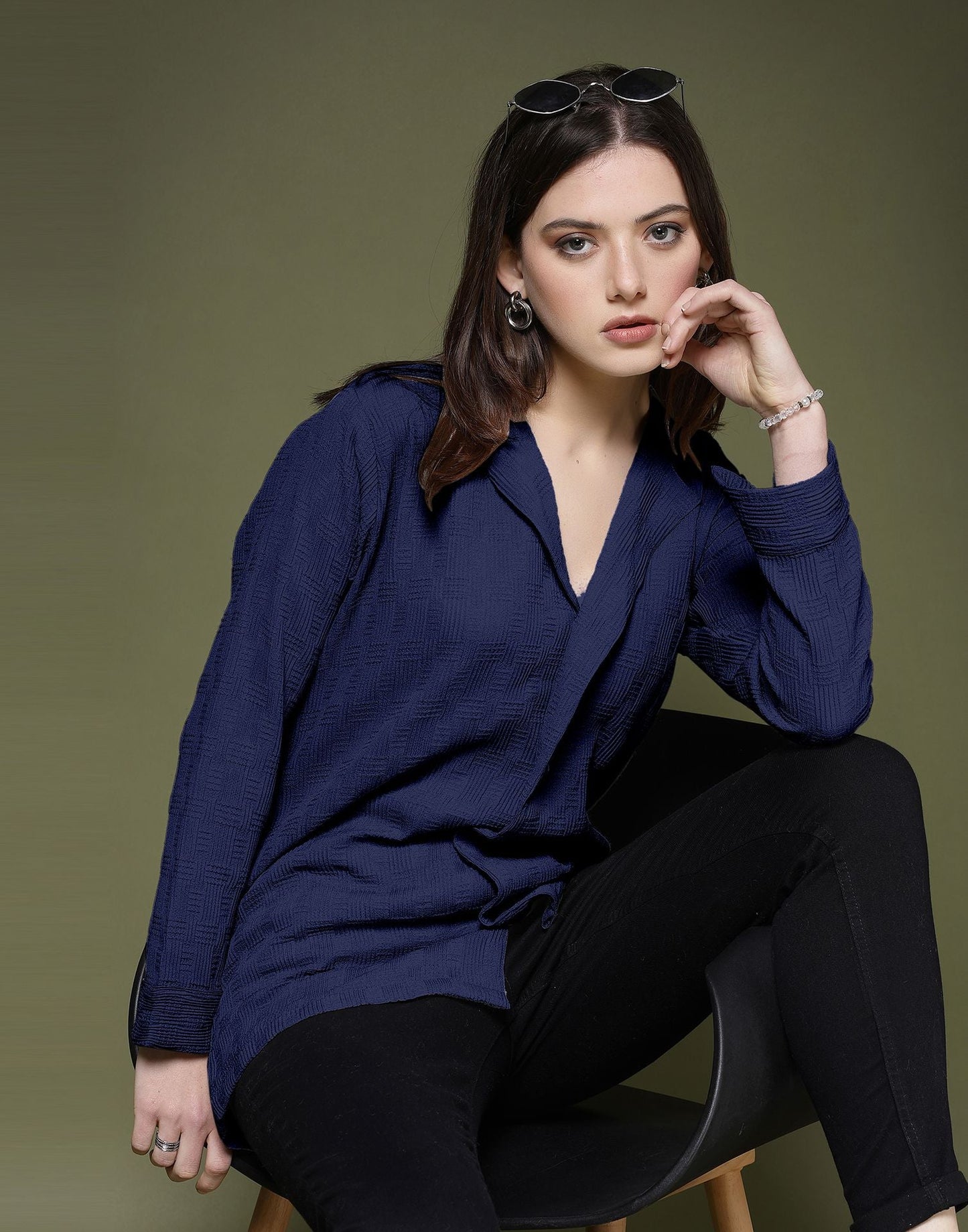 Blue Plain Lycra Shirt