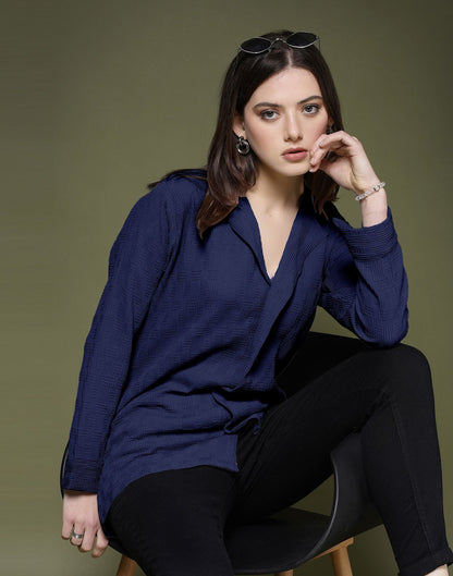 Blue Plain Lycra Shirt