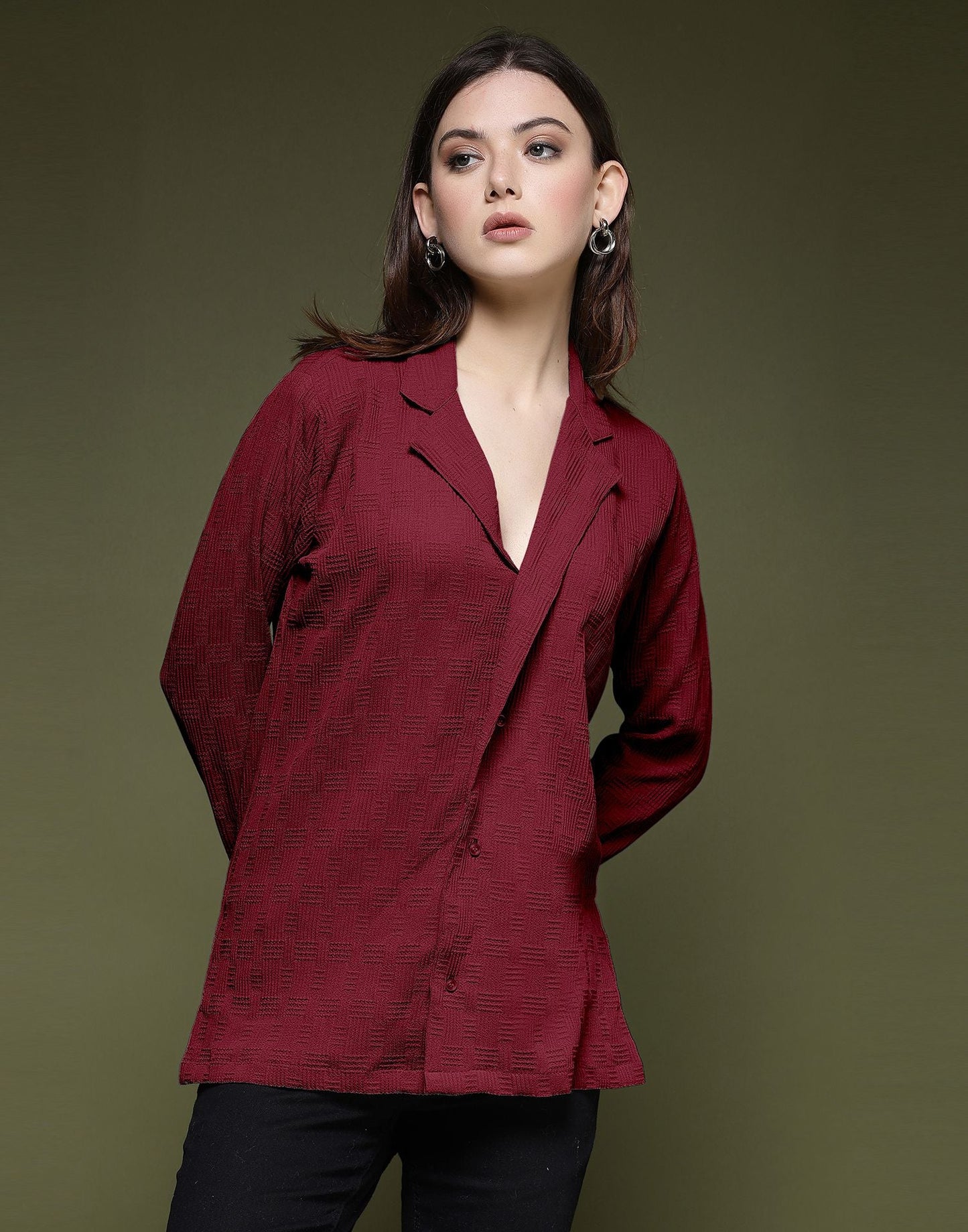 Maroon Plain Lycra Shirt