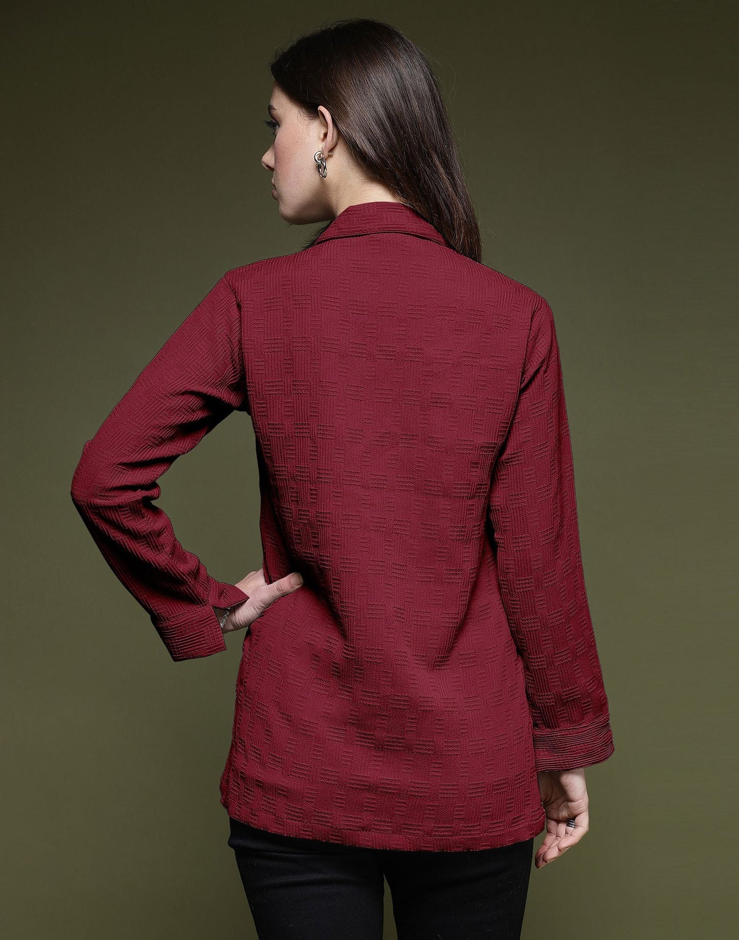 Maroon Plain Lycra Shirt