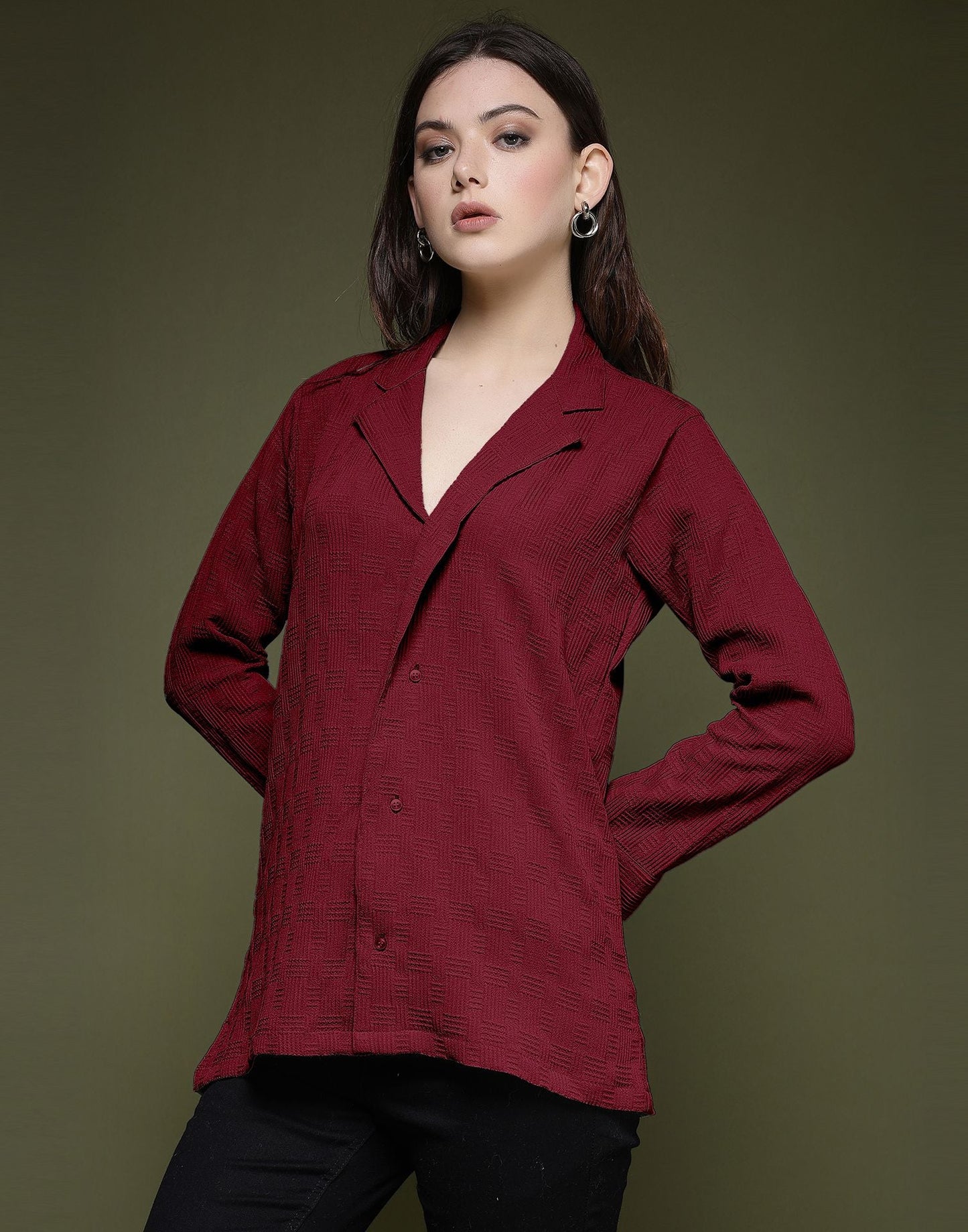 Maroon Plain Lycra Shirt