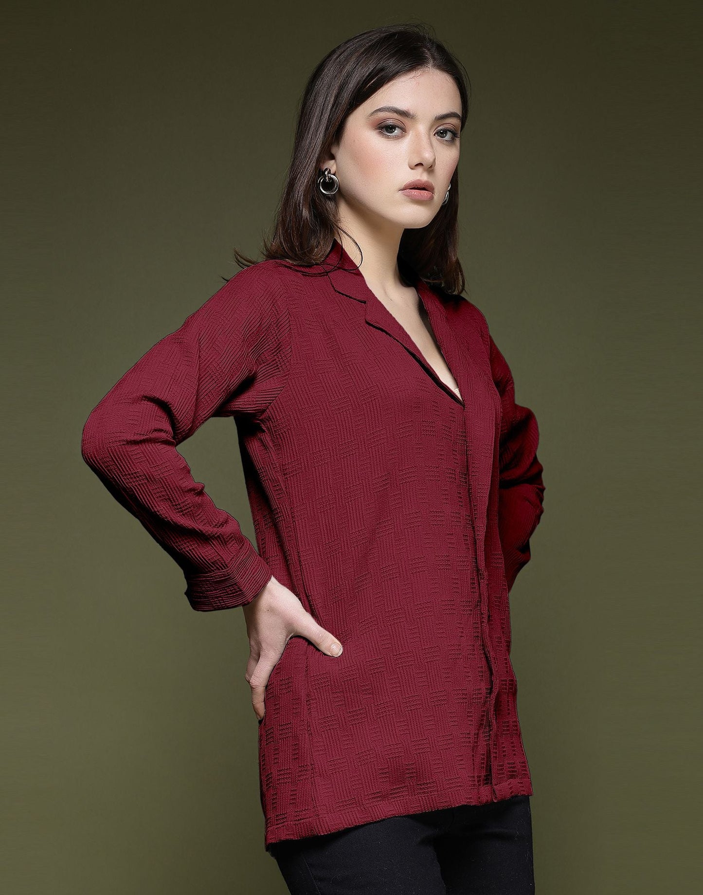 Maroon Plain Lycra Shirt