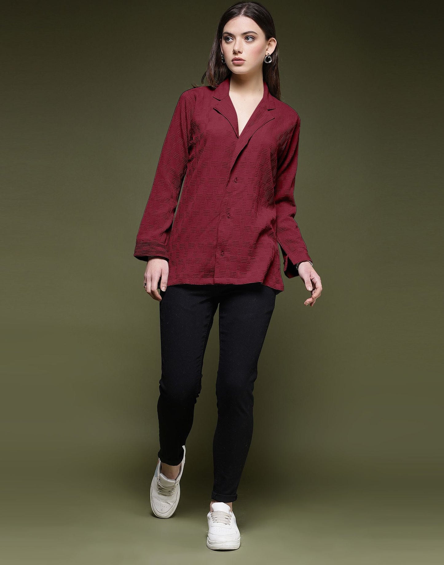Maroon Plain Lycra Shirt