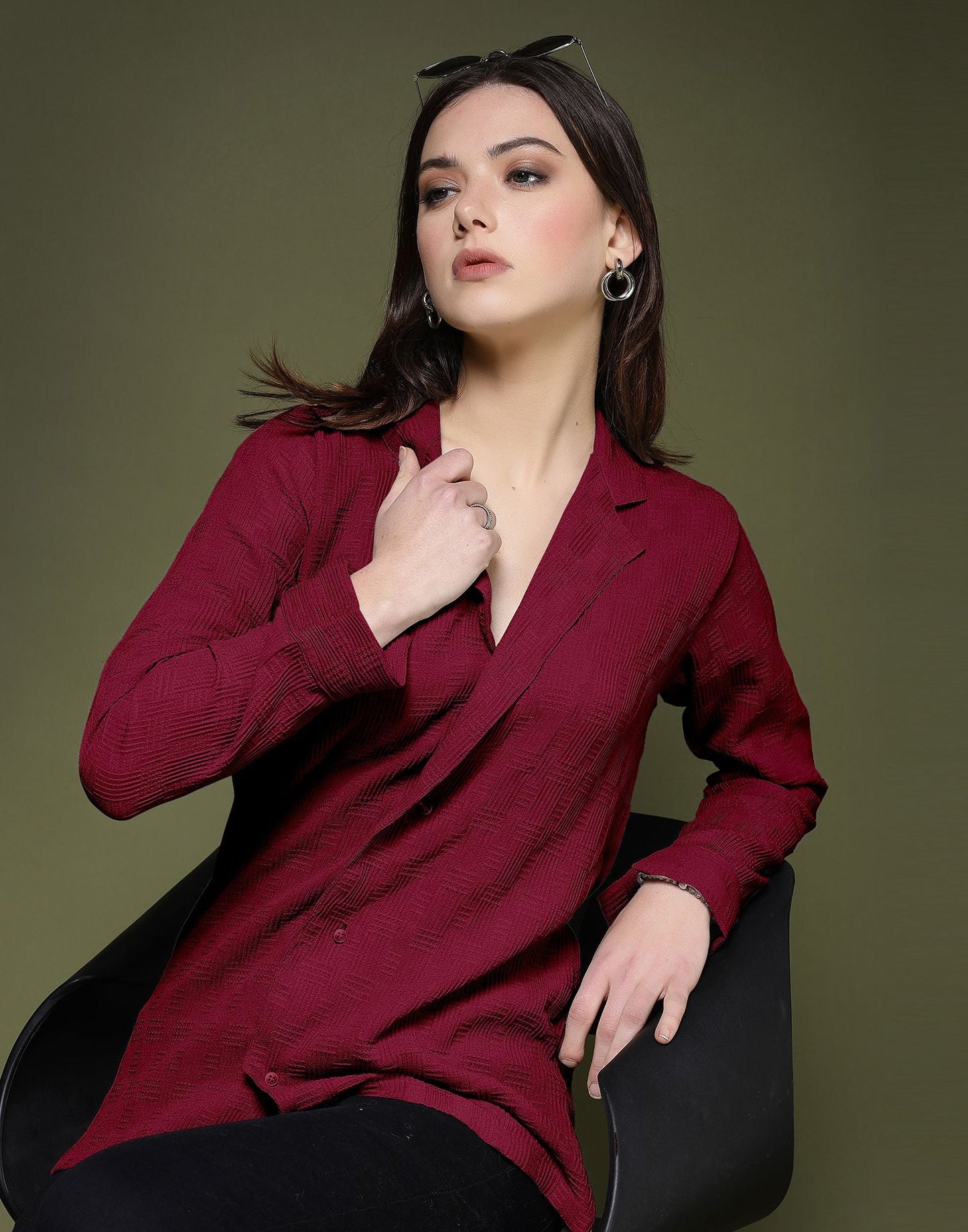Maroon Plain Lycra Shirt