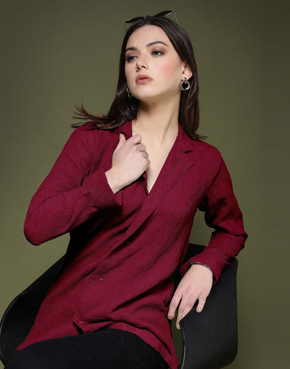 Maroon Plain Lycra Shirt